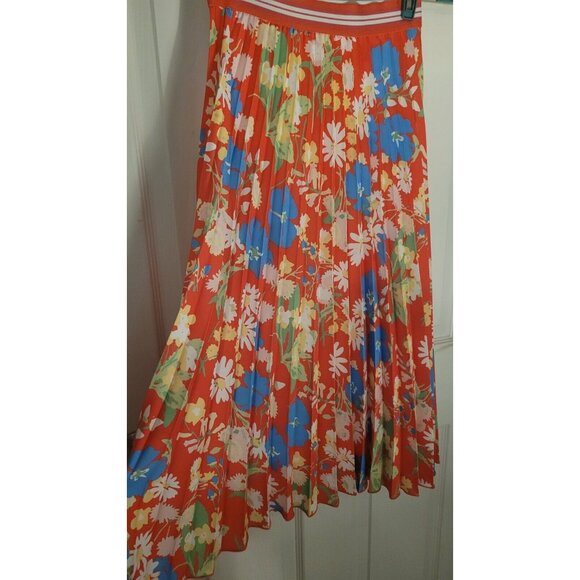 Twisted Wunder Lond Colorful Loud Floral Maxi Pleated Skirt Elastic Waist Sz 2 - Picture 4 of 9